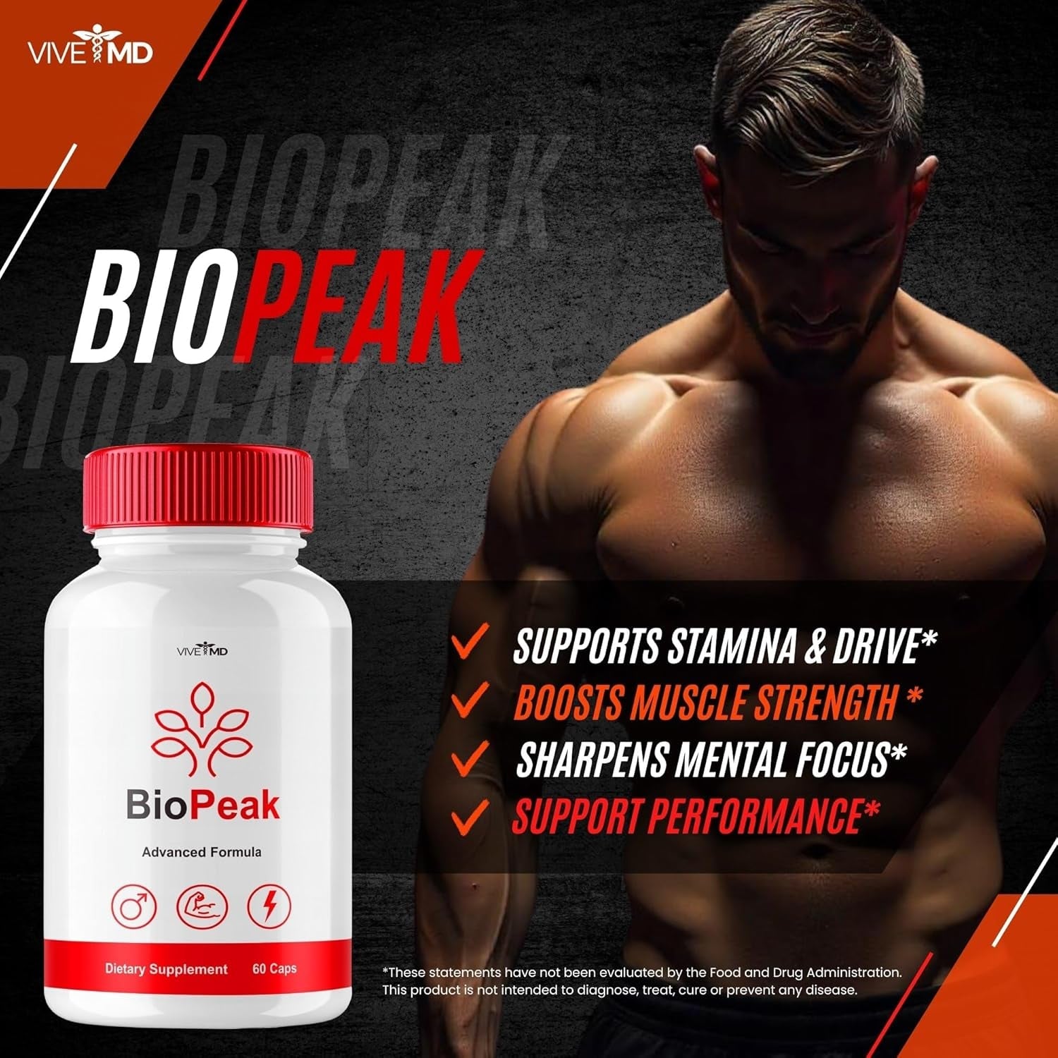 Biopeak Capsules, Bio Peak Advance Formula, Biopeak All Natural Supplement - Biopeak Pills for Maximum Strength, Bio Peak Support Pills Reviews (60 Capsules)