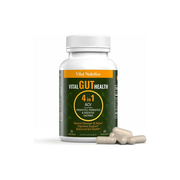 Vital Gut Health 4In1 Formula with Apple Cider Vinegar, Prebiotics & Probiotics, Digestive Enzymes for Strong Immunity Support and Complete Gut and Digestion Support
