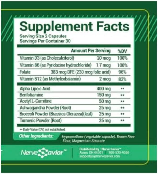 Nerve Savior 60 Count, Advanced Formula Nerve Support- 1 Pack