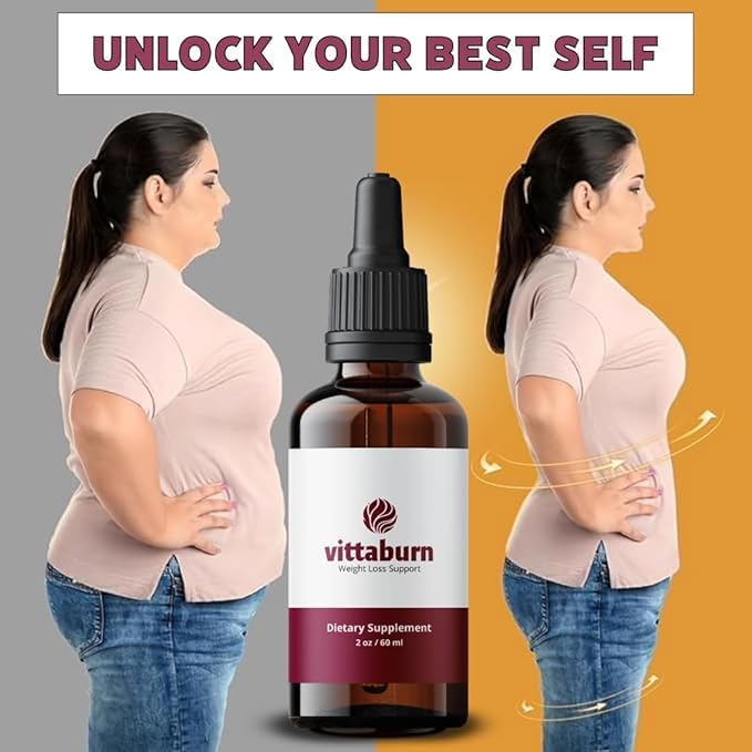 Vittaburn Weight Loss Support Drops - All Natural Boost Metabolism, Control Cravings & Burn Fat Naturally, Pure Organic Formula for Healthy Weight
