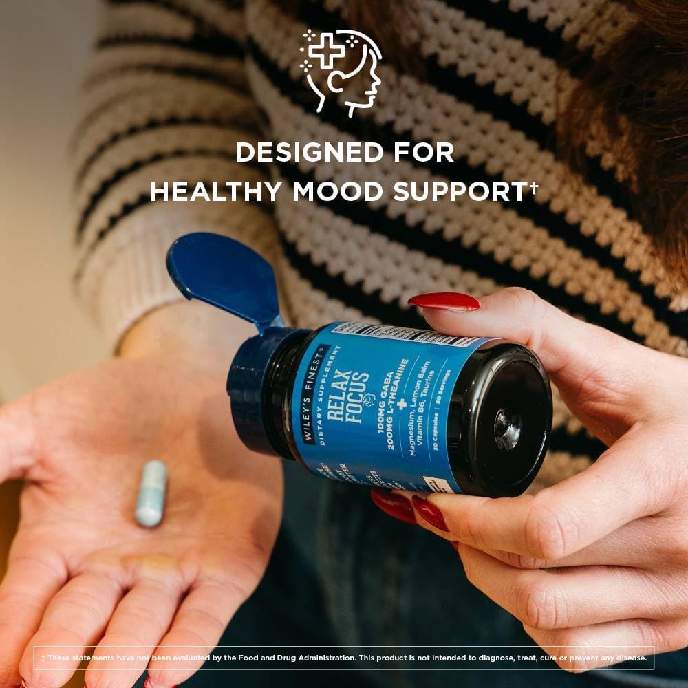 Relax Focus - Daily Supplement for Stress Support - Contains L-Theanine, GABA, Vitamin B6 & Magnesium - 30 Capsules (30 Servings)