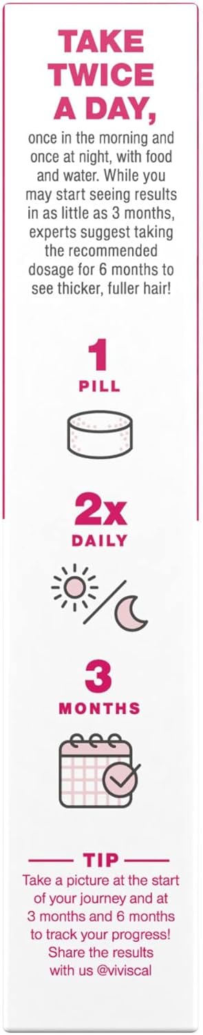 Viviscal  Hair Growth Supplements for Women for Thicker, Fuller Hair, Nourishes Thinning & Loss, with Proprietary Collagen Complex, 60 Tablets, 1 Month Supply