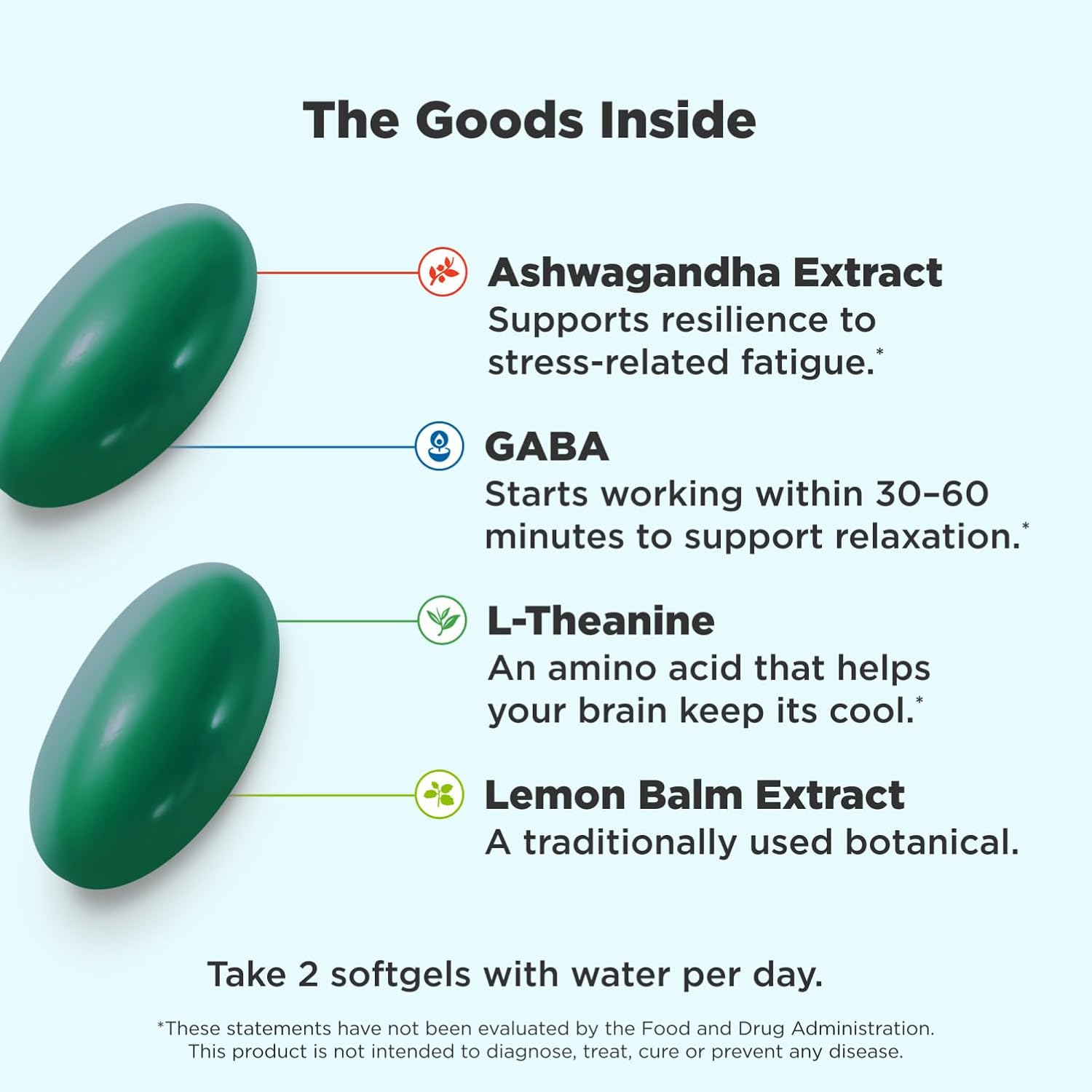 Ultra Strength Goodbye Stress Softgels, GABA, Ashwagandha, L-Theanine and Lemon Balm, Stress Relief Supplement - 60 Count