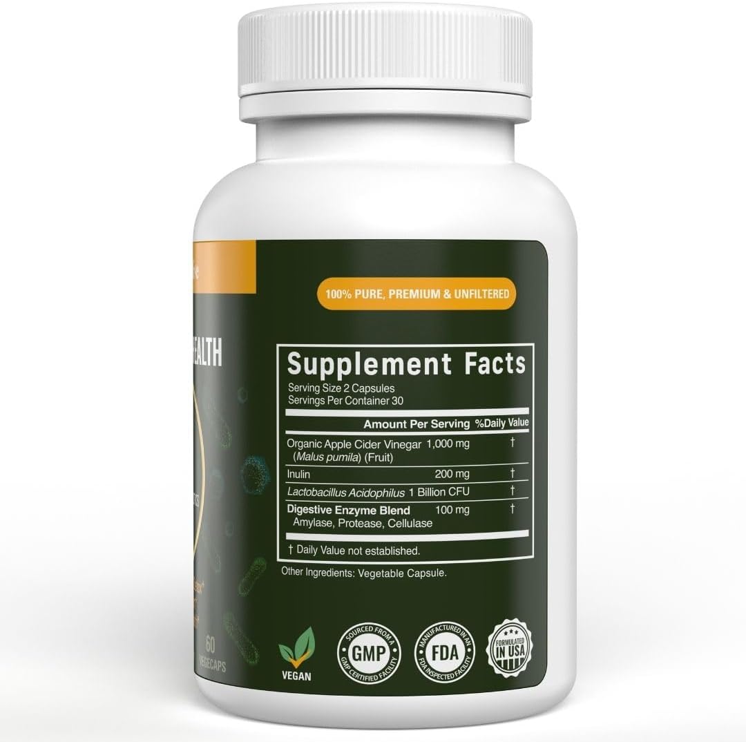 Vital Gut Health 4In1 Formula with Apple Cider Vinegar, Prebiotics & Probiotics, Digestive Enzymes for Strong Immunity Support and Complete Gut and Digestion Support