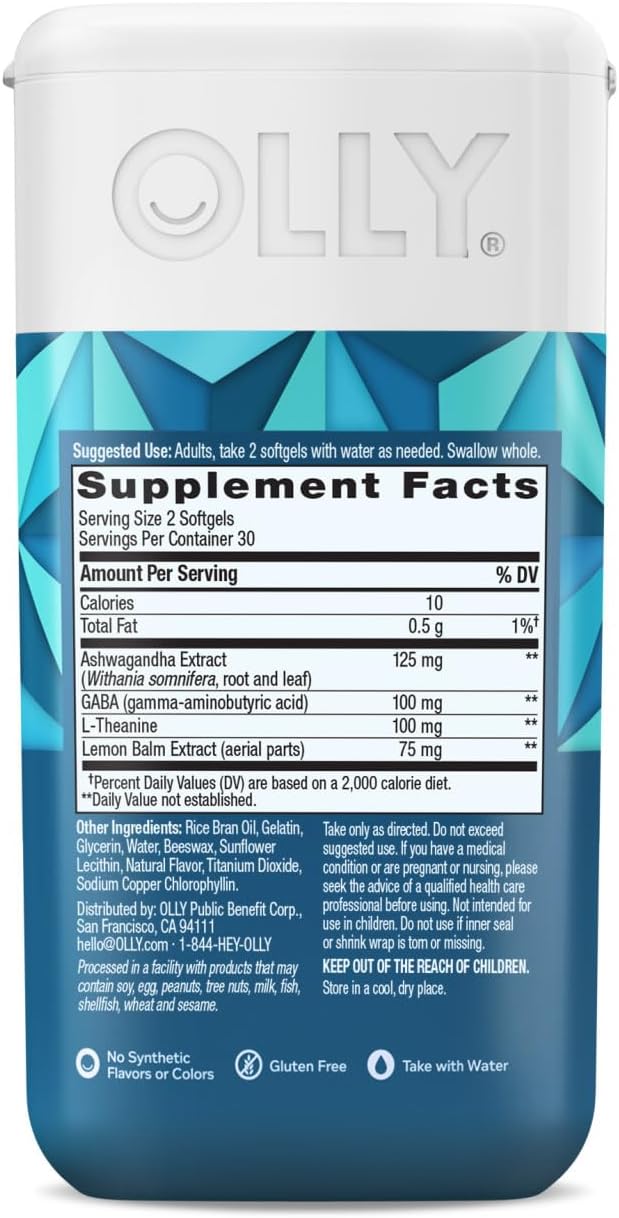 Ultra Strength Goodbye Stress Softgels, GABA, Ashwagandha, L-Theanine and Lemon Balm, Stress Relief Supplement - 60 Count