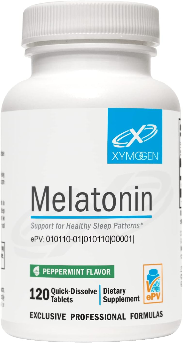 XYMOGEN Melatonin - Peppermint Lozenges - 3Mg Melatonin Supplement for Nighttime, Antioxidant + Immune Support (120 Quick-Dissolve Tablets)