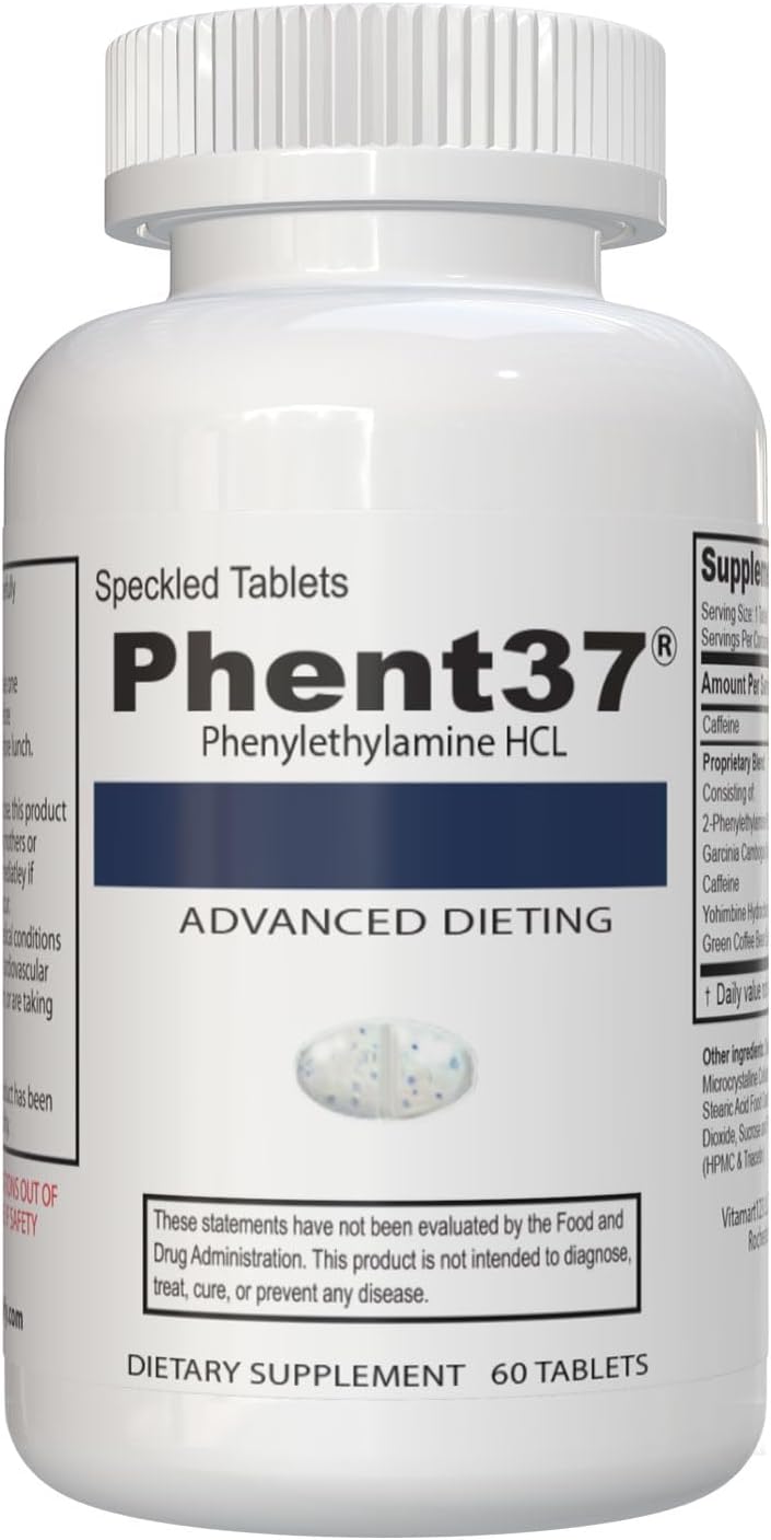 Phent37 60 Tablets Phenylethylamine HCL - Advanced Dieting | Speckled Tablets - Dietary Supplement