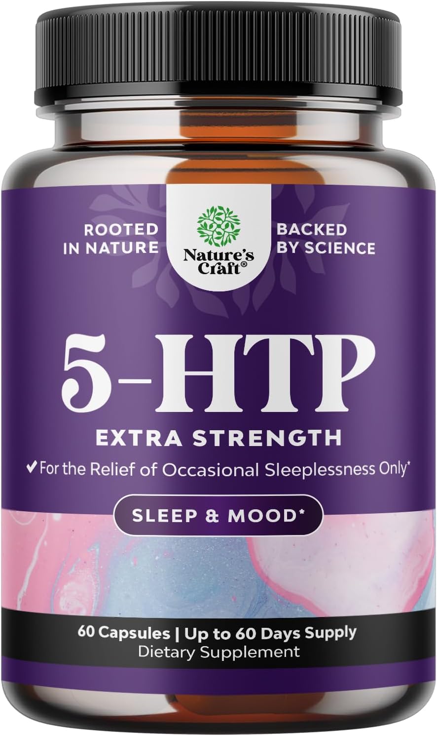 5-HTP Supplement (5-Hydroxytryptophan) - 100 mg per Serving for Mood Enhancement and Sleep Support - Herbal Capsules from Griffonia Simplicifolia