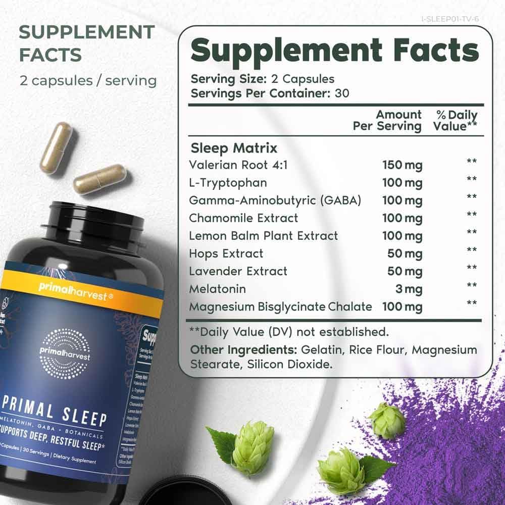 Primal Harvest Primal Sleep Nighttime Formula - 60 Capsules