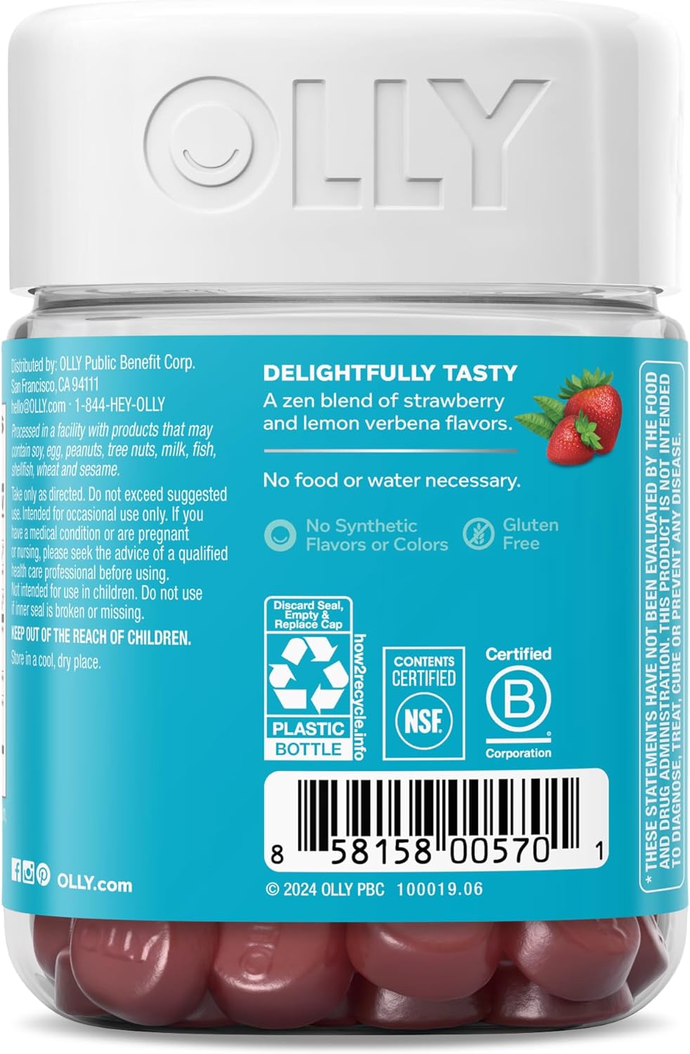 Goodbye Stress Gummy, GABA, L-Theanine, Lemon Balm, Stress Relief Supplement, Berry - 42 Count