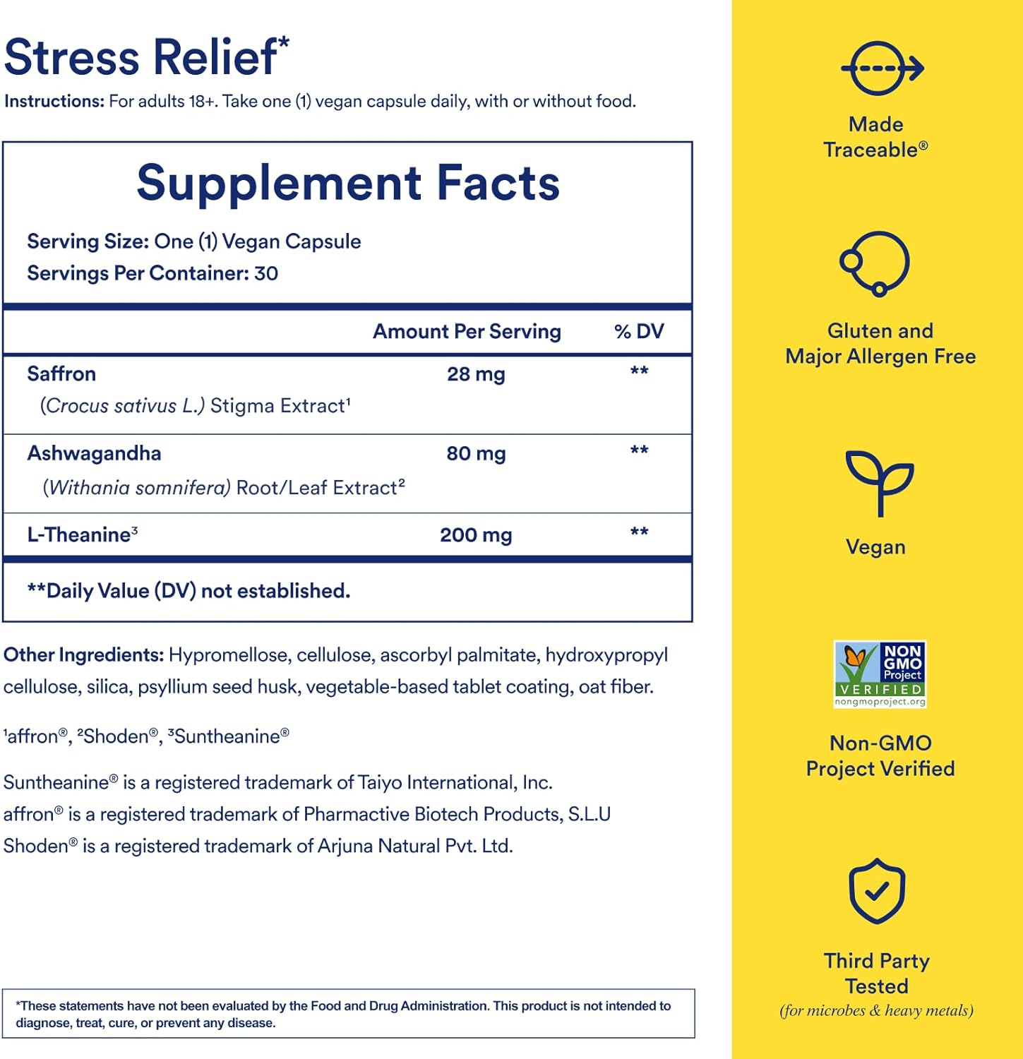 Stress Relief Supplement Bioseries with 8-Hour Release to Support Natural Cortisol Response and Promote Calm (Shoden® Ashwagandha, Suntheanine® L-Theanine, and Saffron as Affron®*) 30 Day
