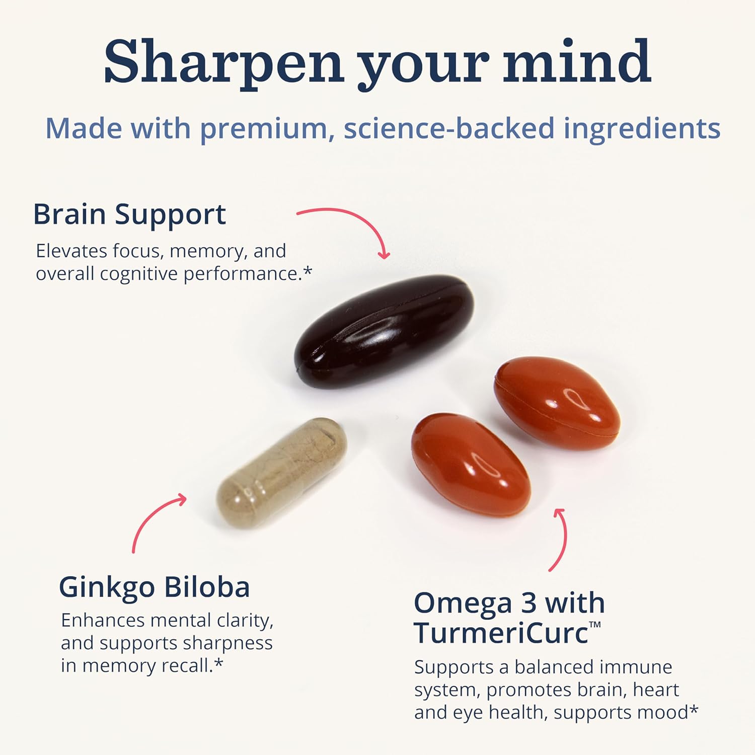 Persona  Nutrition Sharp Mind Vitamin Pack for Mental Clarity & Focus (28 Pack) – Includes Ginkgo Biloba, Omega 3 with Turmeric & Brain Support Blend