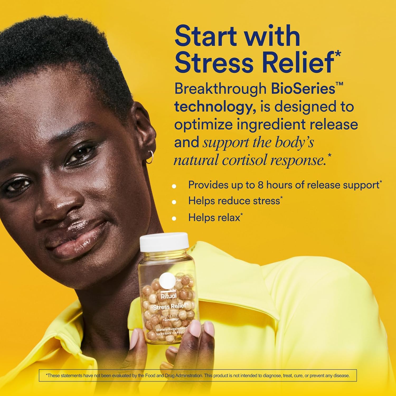 Stress Relief Supplement Bioseries with 8-Hour Release to Support Natural Cortisol Response and Promote Calm (Shoden® Ashwagandha, Suntheanine® L-Theanine, and Saffron as Affron®*) 30 Day