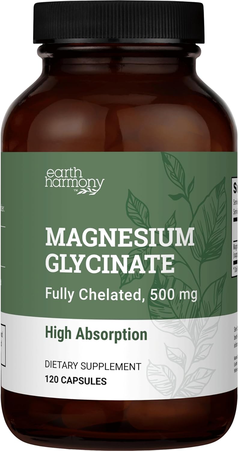 Pure Magnesium Glycinate 500Mg - Chelated Magnesium Supplement, High Absorption Capsules for Sleep, Glicinato De Magnesio with Organic MCT Powder (120 Capsules)