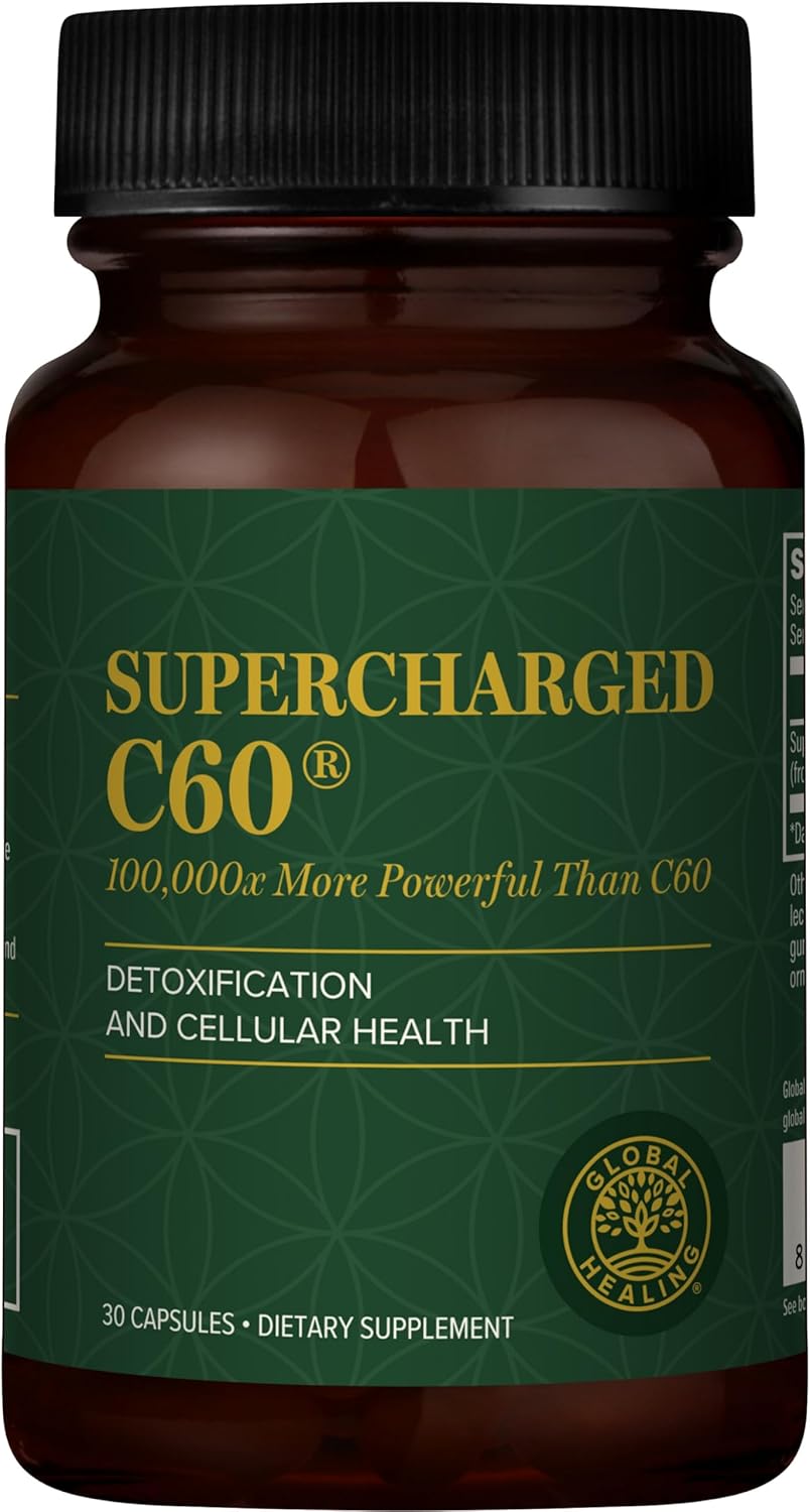 Supercharged C60 - Micro-Activated Carbon Fullerene W/Organic MCT Powder, 10 Times More Powerful than Regular C60 Supplements - Helps Detoxification, Aging (30 Capsules)