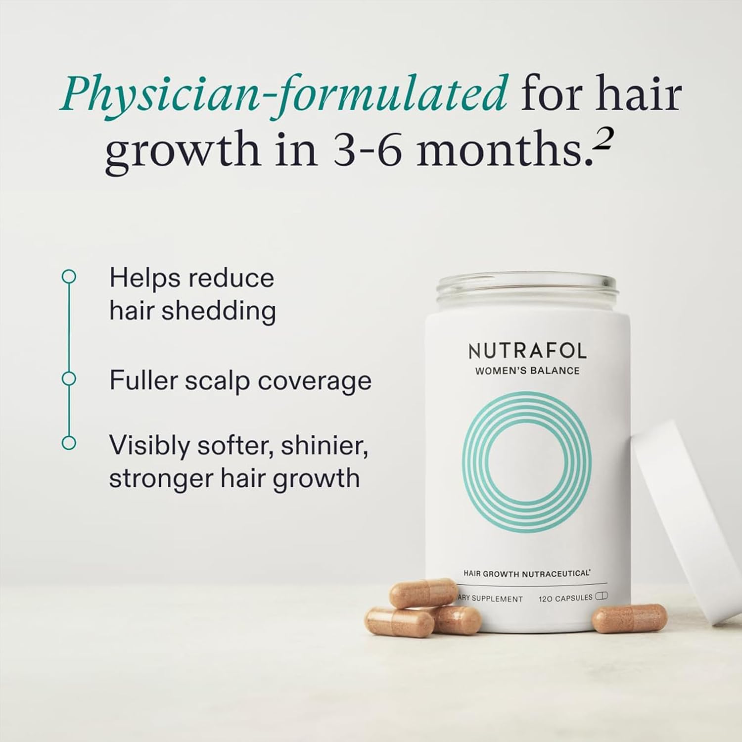 Women's Balance Hair Growth Supplements for Ages 45 and Above, Clinically Proven for Enhanced Hair Thickness and Scalp Coverage