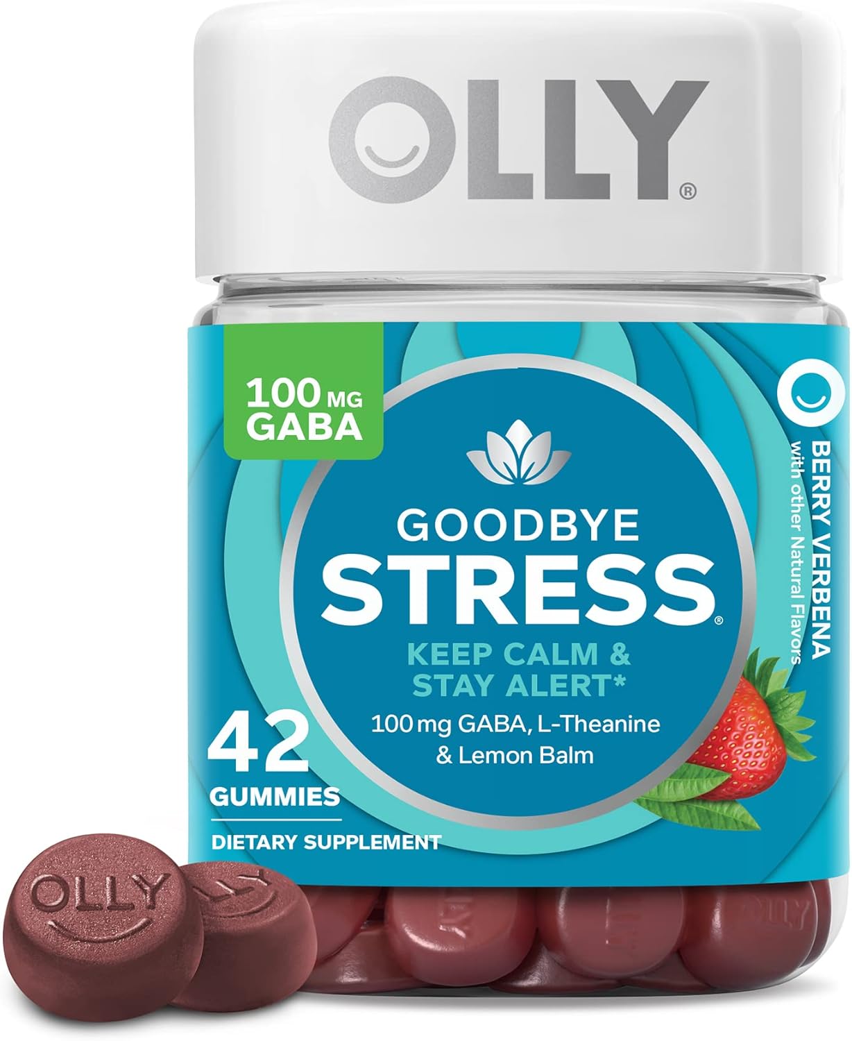 Goodbye Stress Gummy, GABA, L-Theanine, Lemon Balm, Stress Relief Supplement, Berry - 42 Count
