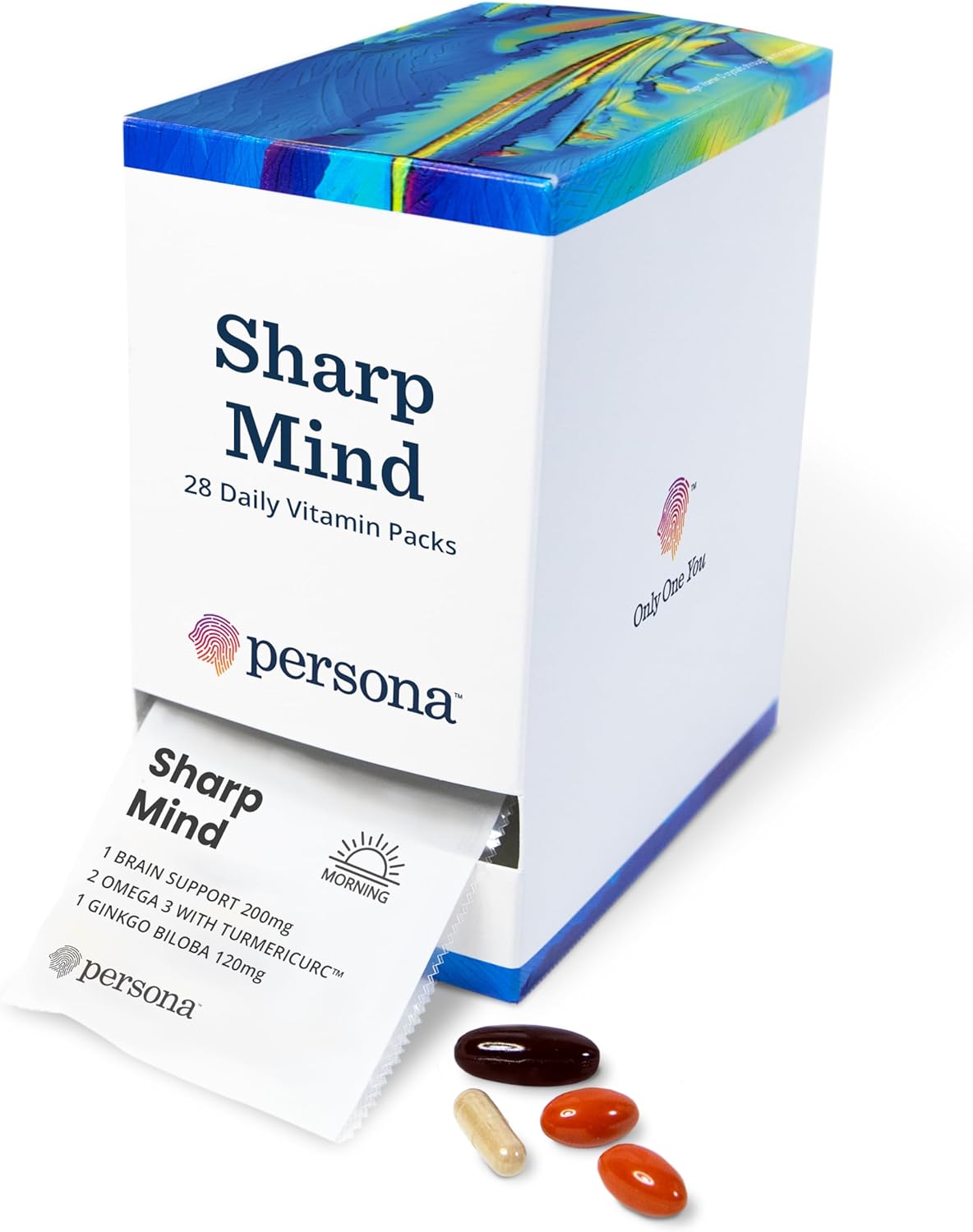 Persona  Nutrition Sharp Mind Vitamin Pack for Mental Clarity & Focus (28 Pack) – Includes Ginkgo Biloba, Omega 3 with Turmeric & Brain Support Blend