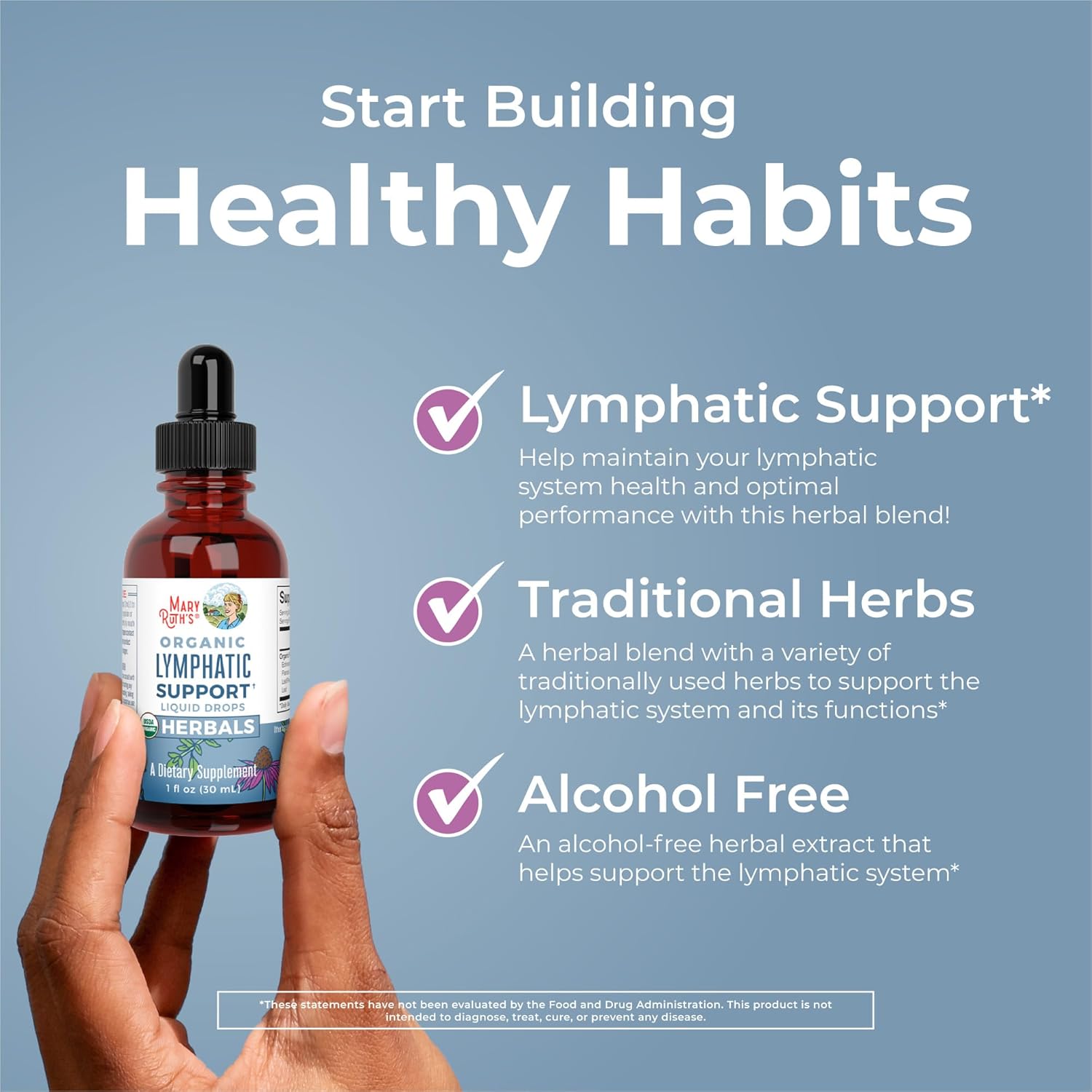 MaryRuth  Lymphatic Support Drops | USDA Organic Lymphatic Cleanse Immune Support Supplement| Lymphatic Support with Echinacea & Elderberry | Blue Vervain | Vegan | Non-Gmo | 30 Servings
