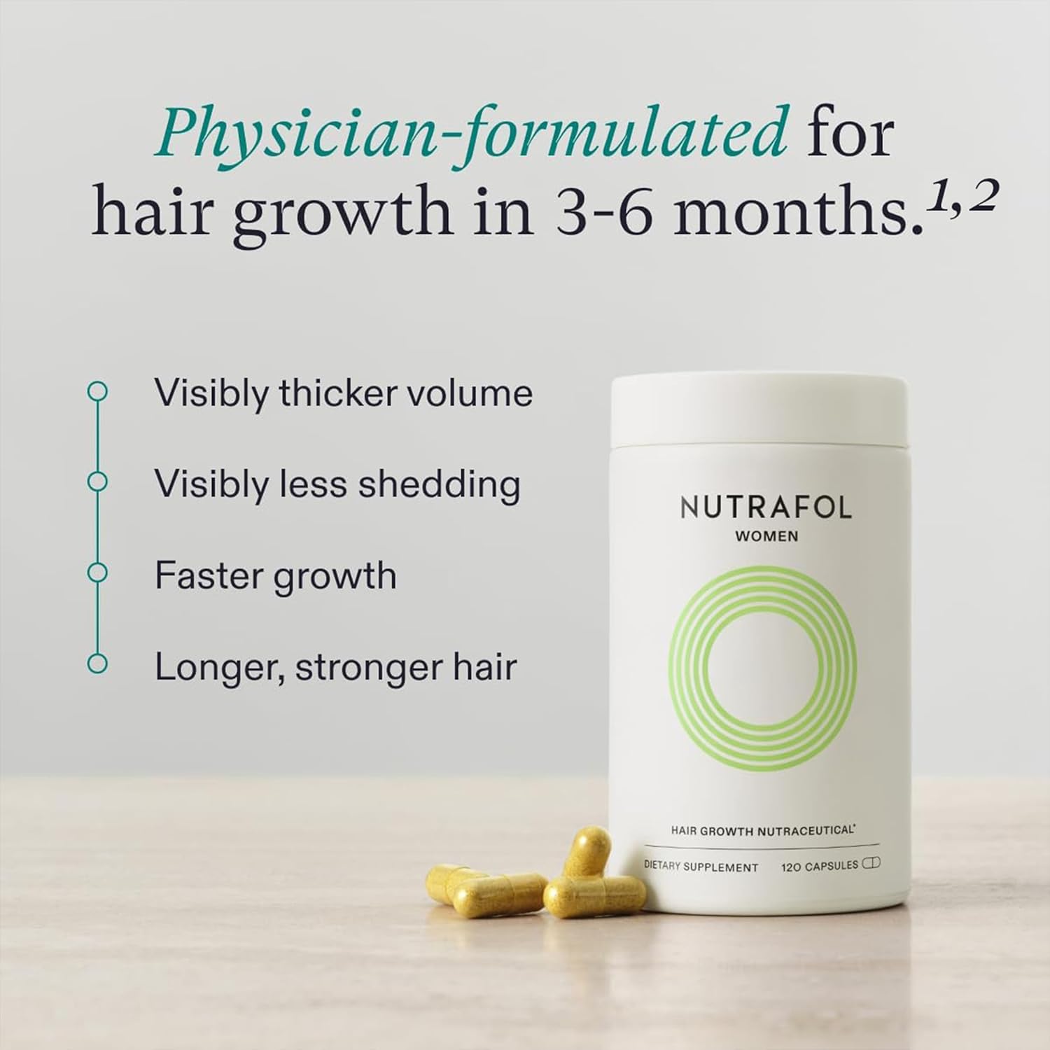 Nutrafol Women'S Hair Growth Supplements, Ages 18-44, Clinically Proven for Visibly Thicker and Stronger Hair, Dairy-Free