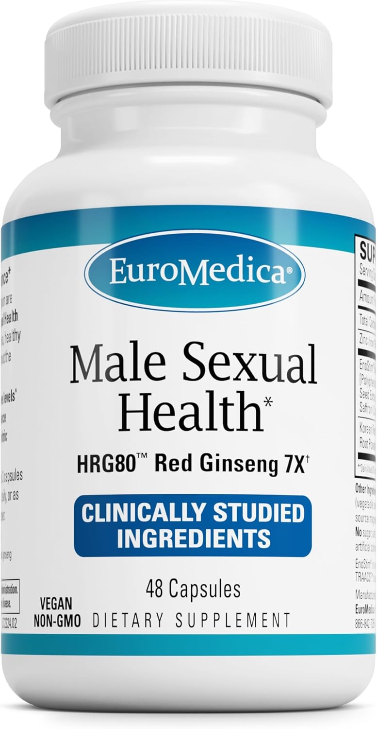 Euromedica  Male Sexual Health - Dietary Supplement to Support Healthy Blood Flow & Circulation - Herbal Supplement with Korean Red Ginseng - Supplement for Men to Aid Healthy Energy - 48 Capsules