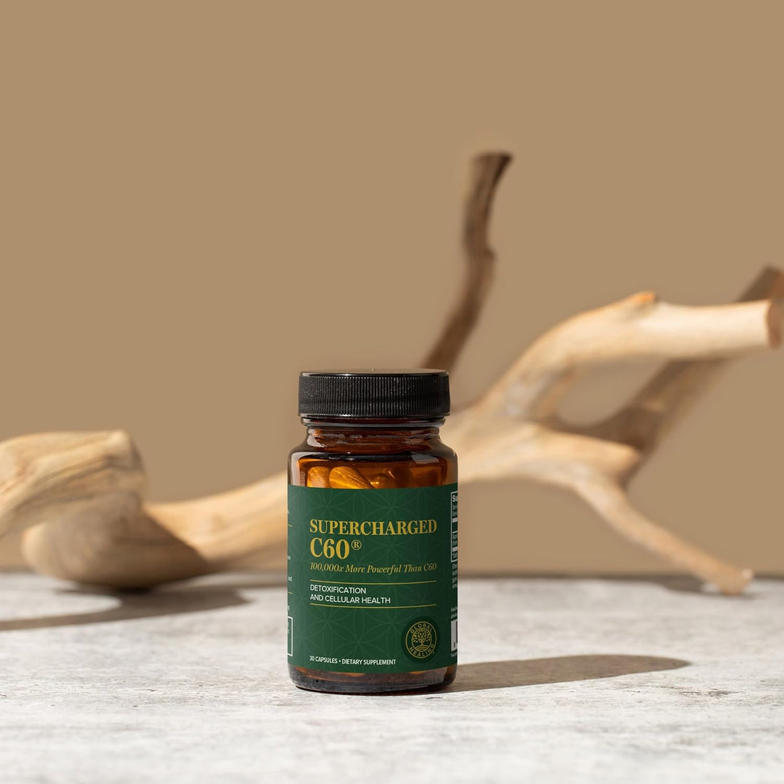 Supercharged C60 - Micro-Activated Carbon Fullerene W/Organic MCT Powder, 10 Times More Powerful than Regular C60 Supplements - Helps Detoxification, Aging (30 Capsules)