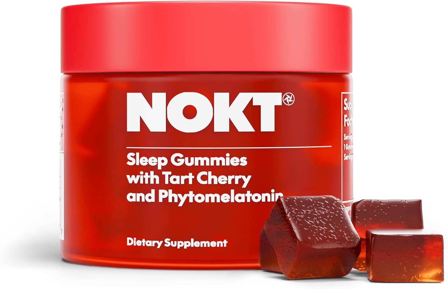 NOKT Sleep Gummies - Tart Cherry & Vegan Melatonin, Sugar-Free, Gluten-Free, Nutritional Supplement, 30 Gummies, Tart Cherry Flavor, Gummy Form, Deep Restorative Sleep Support