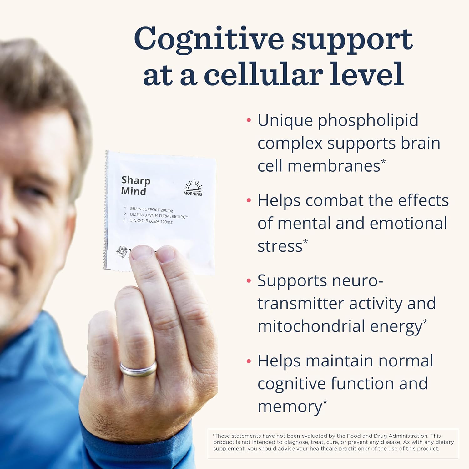 Persona  Nutrition Sharp Mind Vitamin Pack for Mental Clarity & Focus (28 Pack) – Includes Ginkgo Biloba, Omega 3 with Turmeric & Brain Support Blend