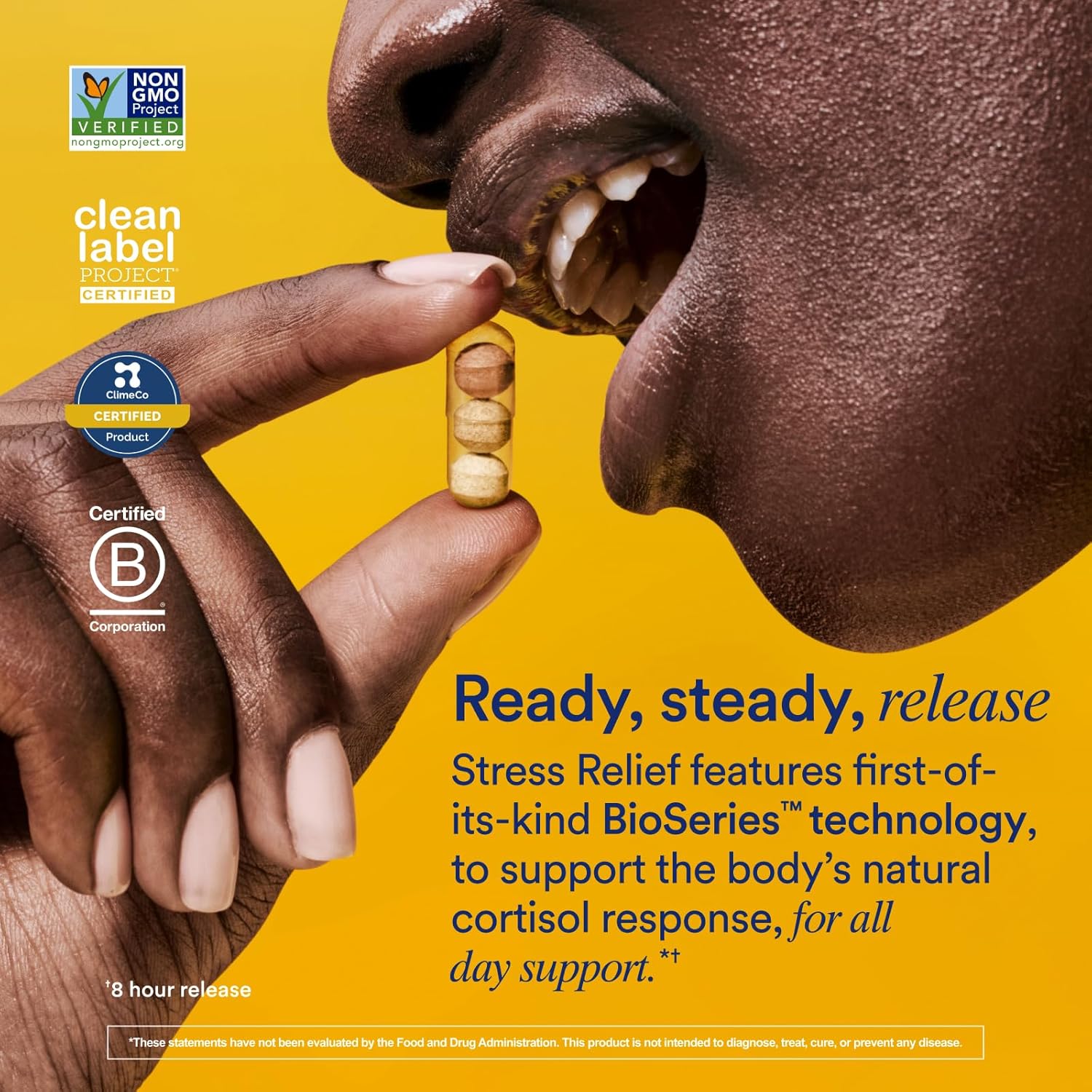 Stress Relief Supplement Bioseries with 8-Hour Release to Support Natural Cortisol Response and Promote Calm (Shoden® Ashwagandha, Suntheanine® L-Theanine, and Saffron as Affron®*) 30 Day