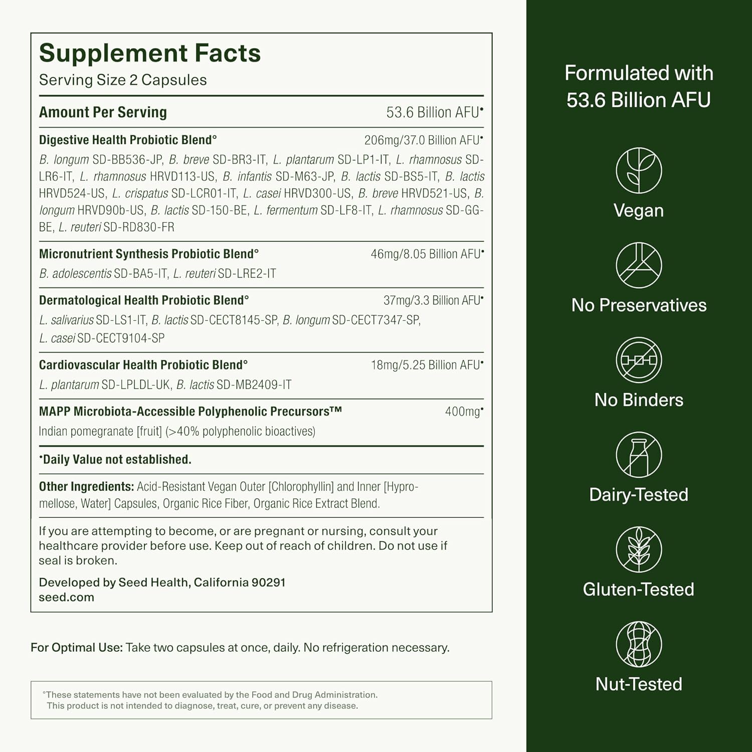 Seed  DS-01 Daily Synbiotic - Prebiotic and Probiotic for Women & Men - Digestive Health, Gut Health, Immune Support, Bloating & Constipation Relief - Vegan & Shelf-Stable - 60 Capsules (30-Day Supply)