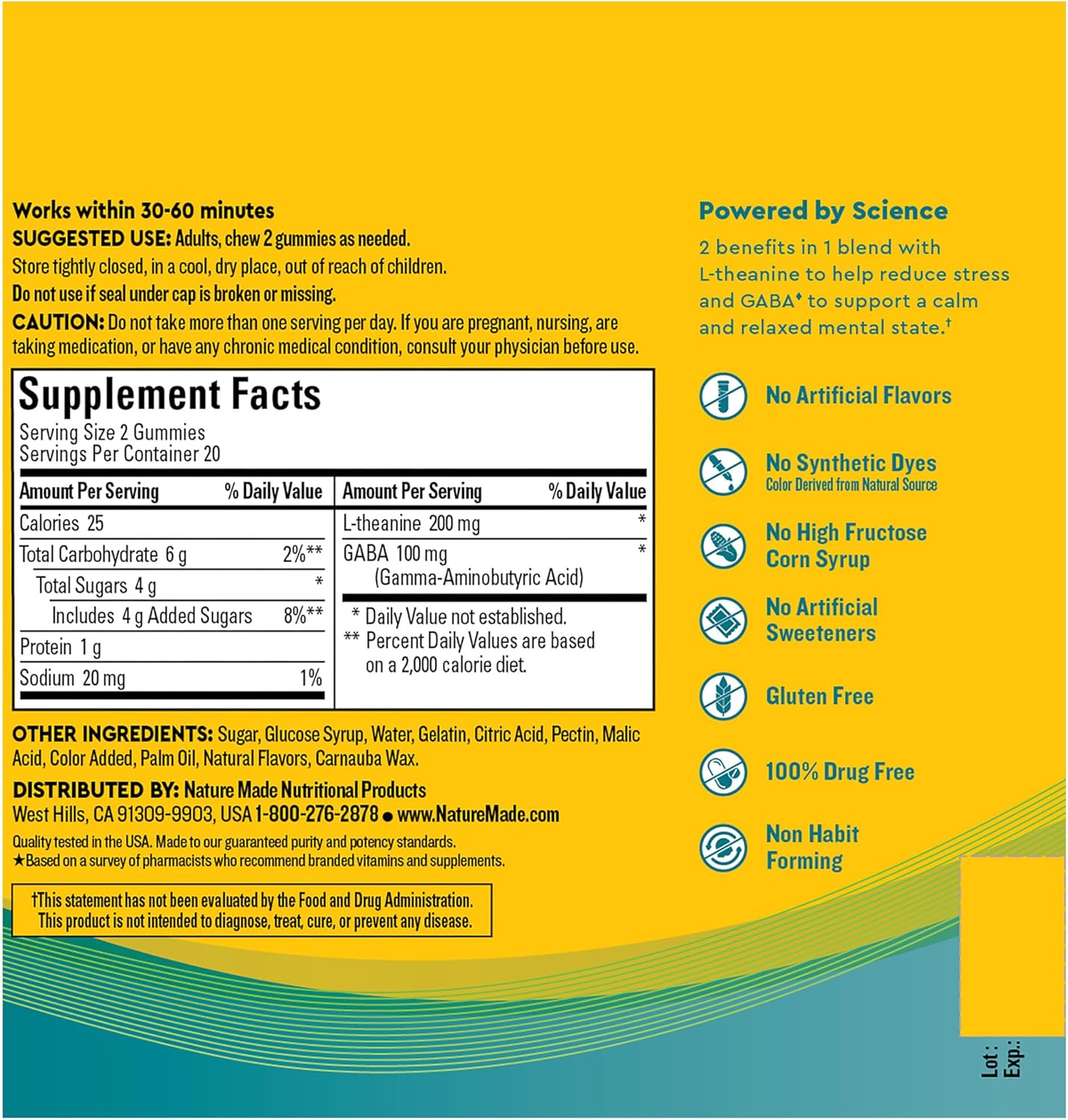 Wellblends Stress Relief Gummies, L Theanine 200Mg to Help Reduce Stress, with GABA 100Mg, Same Day Stress Support, 40 Strawberry Flavor Gummies