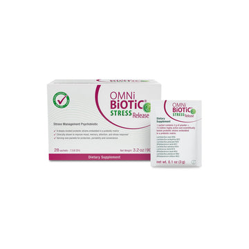 OMNi BiOTiC Stress Release - Clinically Tested Probiotic for Stress Management & Gut-Brain Axis Support - Stress Probiotic and Mood Probiotic - Vegan, Non-Gmo (28 Daily Packets)