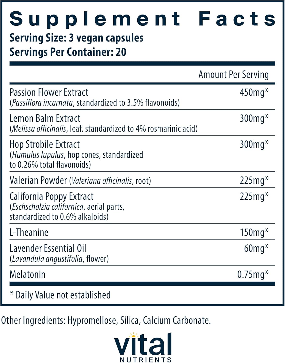Vital Nutrients  | Vegan Sleep Supplement | Promotes Relaxation and Restful Sleep | Natural for Adults | Soothing Lavender Scent | Gluten, Dairy, Soy Free | 60 Capsules