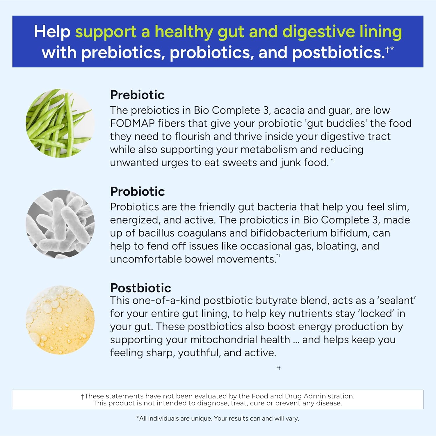 Gundry Bio Complete 3, 3-In-1 Probiotics for Gut Health, Probiotic Supplements for Digestion, Supplement Supporting Bloating, Gas, Food Cravings, Energy Levels, Skin, and Focus, 30 Day Supply