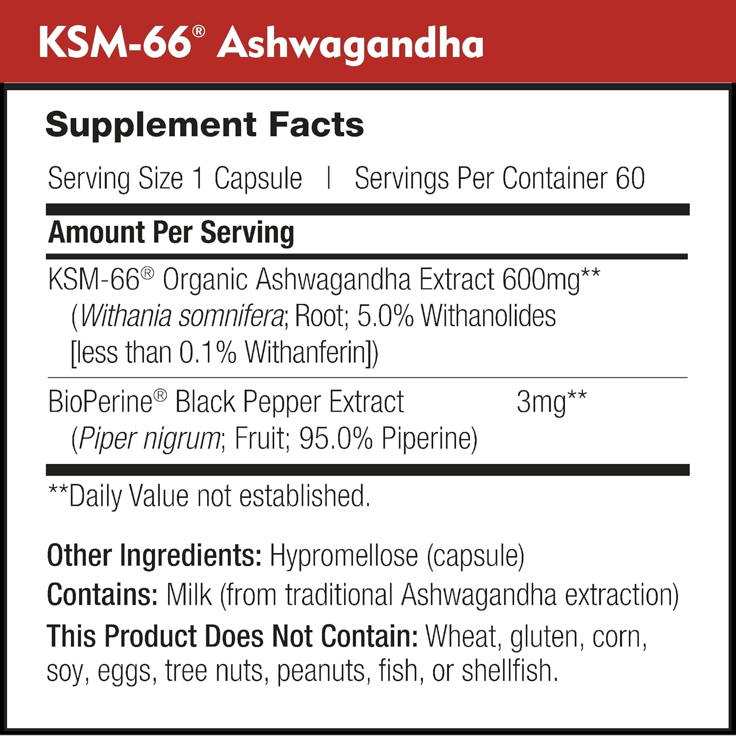 KSM-66 Ashwagandha 600Mg Organic Root Extract - High Potency Supplement with 5% Withanolides | Relieves Tiredness, Supports Relaxation, Focus, Energy, & Muscle Growth (60 Capsules)