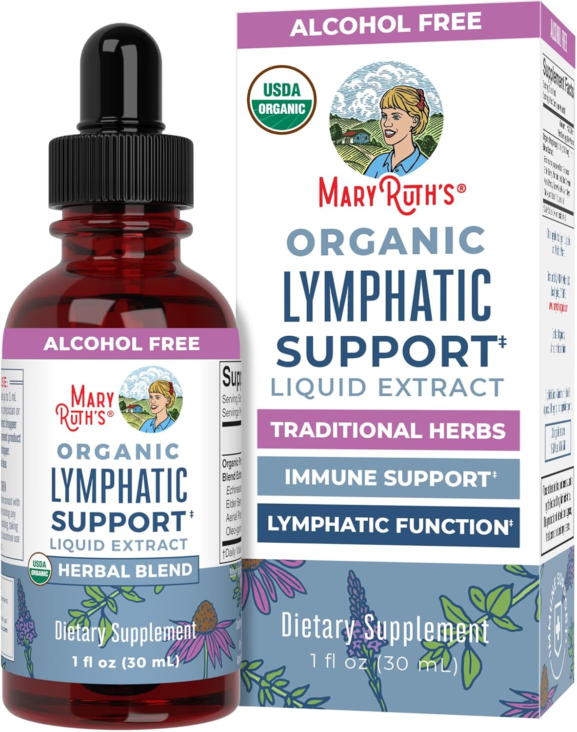 MaryRuth  Lymphatic Support Drops | USDA Organic Lymphatic Cleanse Immune Support Supplement| Lymphatic Support with Echinacea & Elderberry | Blue Vervain | Vegan | Non-Gmo | 30 Servings