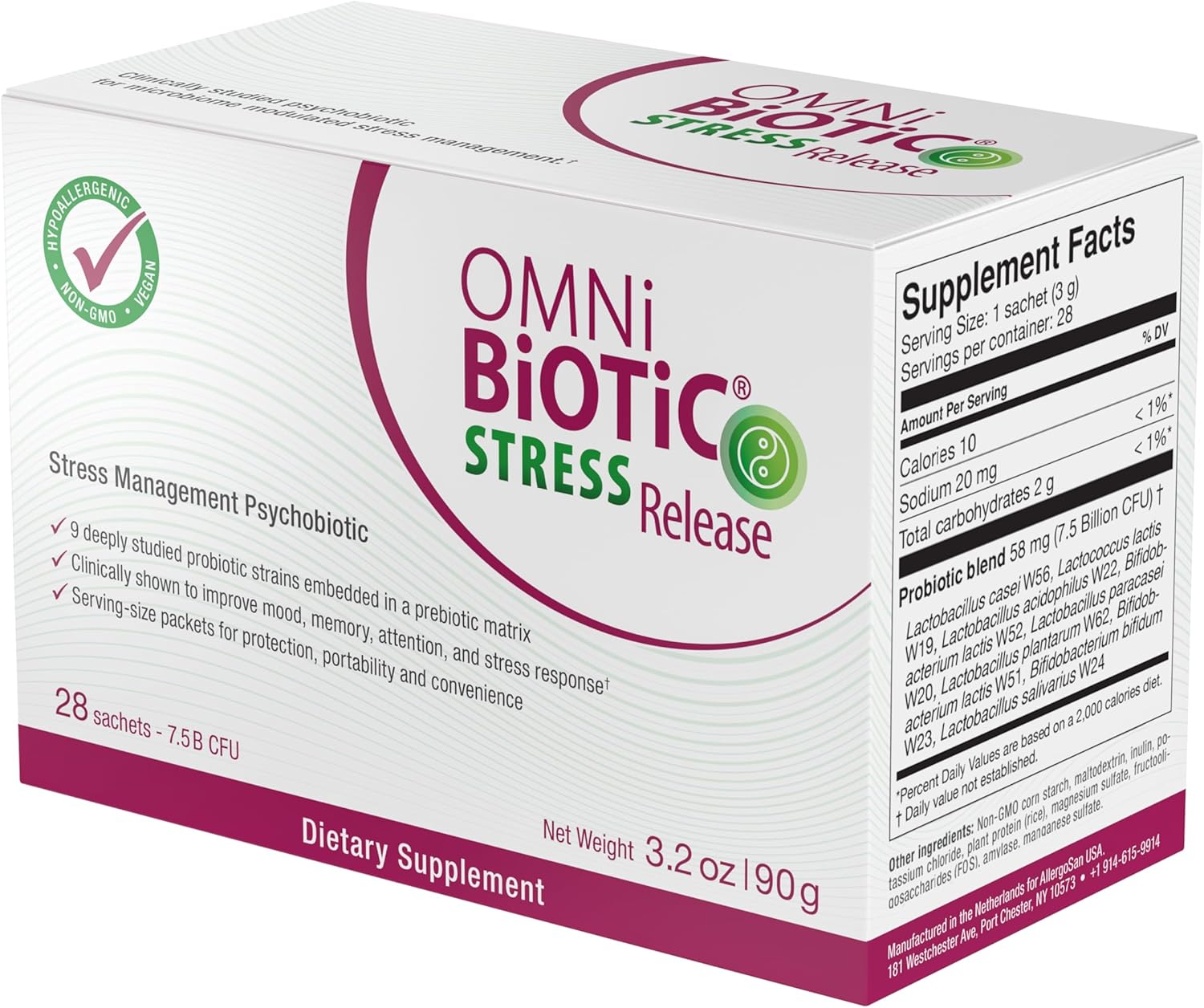 OMNi BiOTiC Stress Release - Clinically Tested Probiotic for Stress Management & Gut-Brain Axis Support - Stress Probiotic and Mood Probiotic - Vegan, Non-Gmo (28 Daily Packets)
