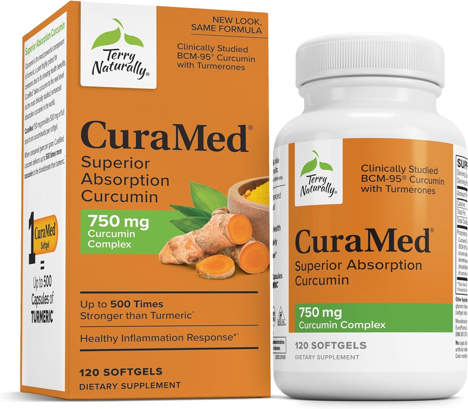 Curamed 750Mg - Antioxidant Supplement for Brain & Heart Health Support - Dietary Supplement with High-Potency Curcumin Complex - Kidney, Liver & Immune Health Support - 120 Softgels