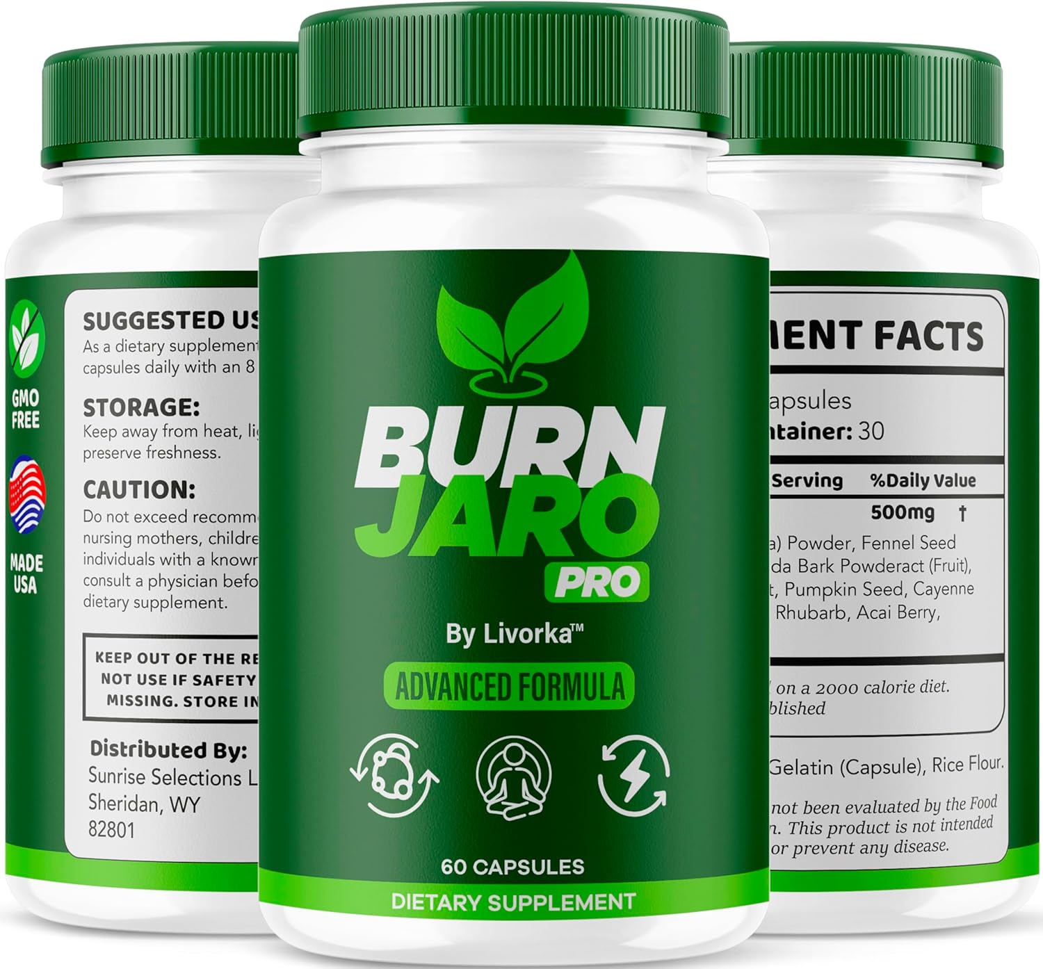 Burn Jaro Pro Supplement with Pink Salt - 3 Pack (180 Capsules Total)