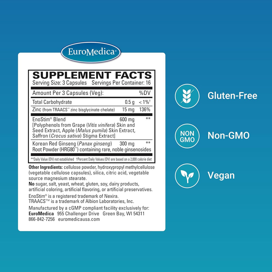 Euromedica  Male Sexual Health - Dietary Supplement to Support Healthy Blood Flow & Circulation - Herbal Supplement with Korean Red Ginseng - Supplement for Men to Aid Healthy Energy - 48 Capsules