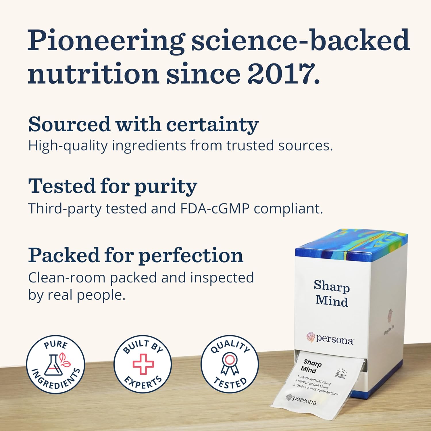 Persona  Nutrition Sharp Mind Vitamin Pack for Mental Clarity & Focus (28 Pack) – Includes Ginkgo Biloba, Omega 3 with Turmeric & Brain Support Blend