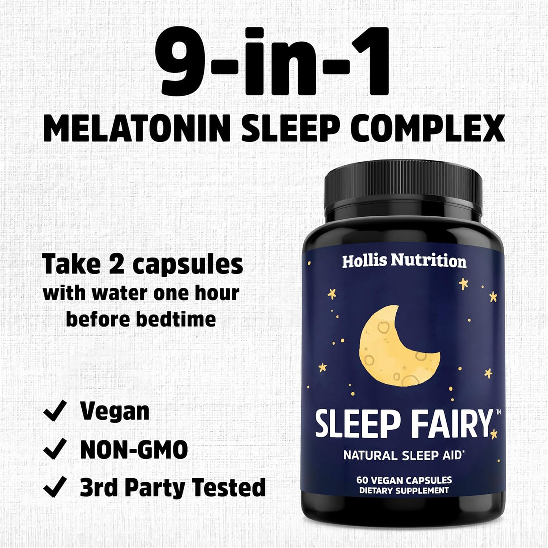 Sleep Fairy Nighttime Supplement with Melatonin & Magnesium Glycinate - Vegan Capsules
