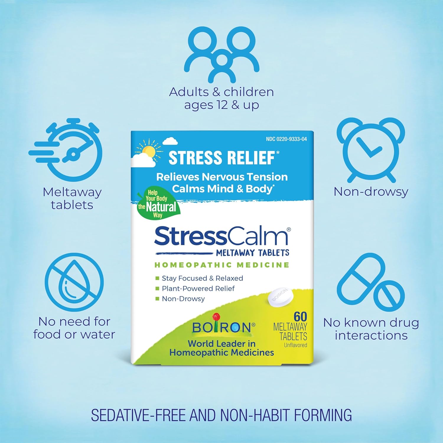 Stresscalm Tablets for Relief of Stress, Anxiousness, Nervousness, Irritability, and Fatigue - 60 Count