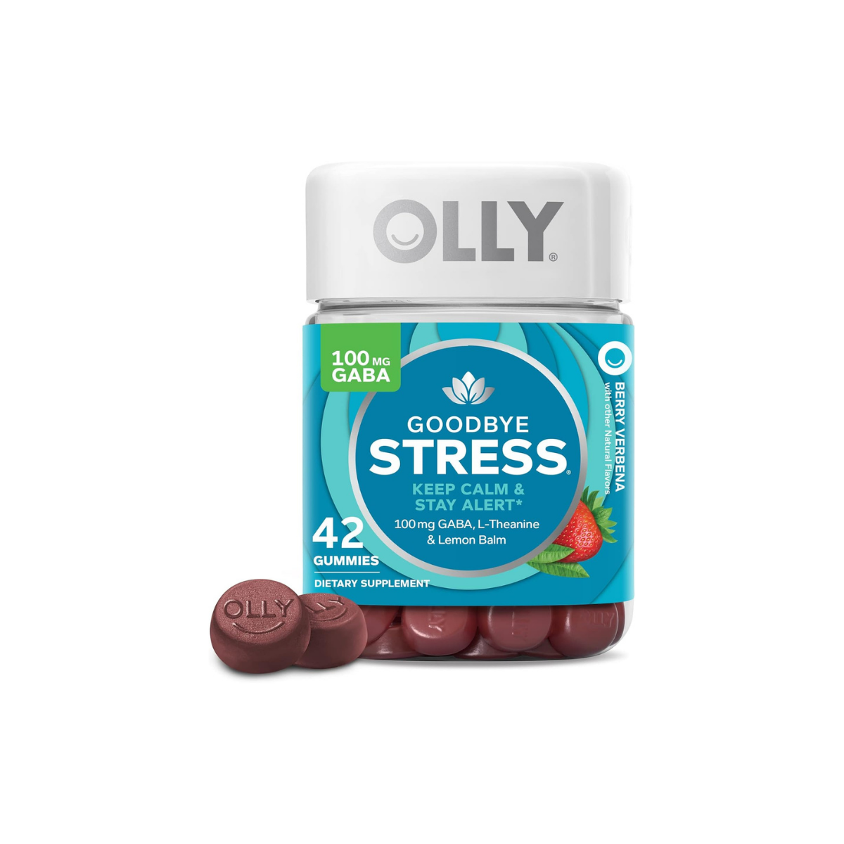Goodbye Stress Gummy, GABA, L-Theanine, Lemon Balm, Stress Relief Supplement, Berry - 42 Count