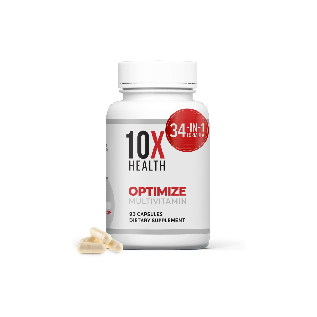 10X Health Optimize Methylated Multivitamin for Men & Women - 34 in 1 Formula with 800 Mcg of Vitamin B12, Vitamin E, 5-MTHF, B Complex, NAC, Magnesium & Zinc Multivitamins - 90 Capsules