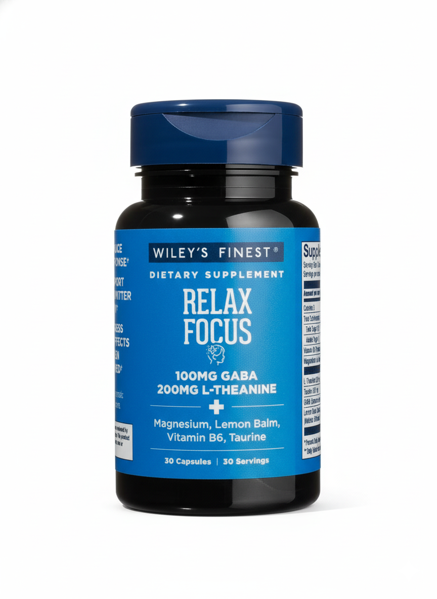 Relax Focus - Daily Supplement for Stress Support - Contains L-Theanine, GABA, Vitamin B6 & Magnesium - 30 Capsules (30 Servings)