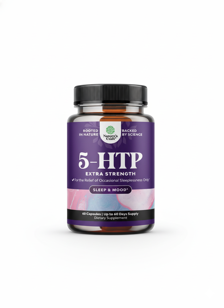 5-HTP Supplement (5-Hydroxytryptophan) - 100 mg per Serving for Mood Enhancement and Sleep Support - Herbal Capsules from Griffonia Simplicifolia