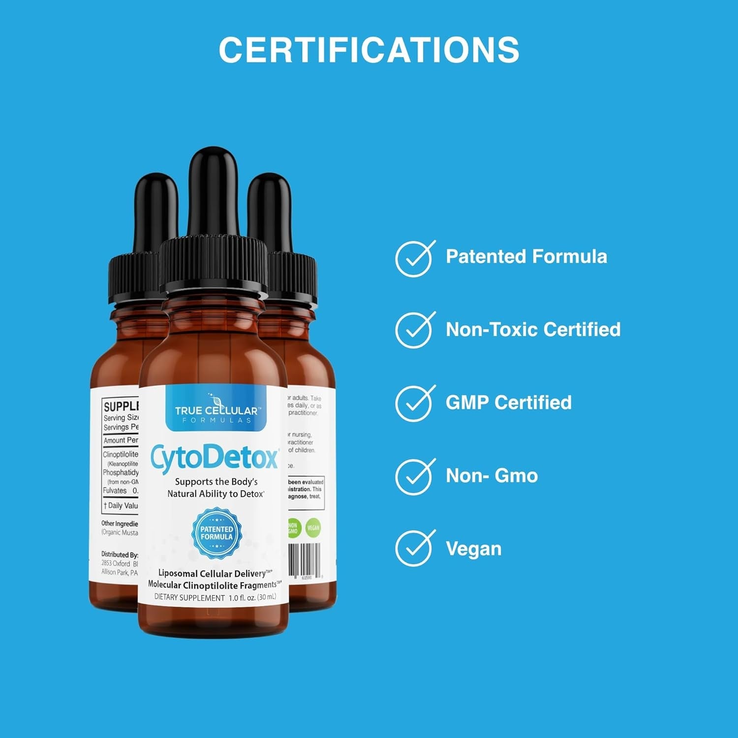 Cytodetox Liposomal Zeolite Clinoptilolite with Fulvates - Supports Cellular Detox & Natural Toxin Removal - Gentle Detoxifier and Binder - 1 Oz Bottle