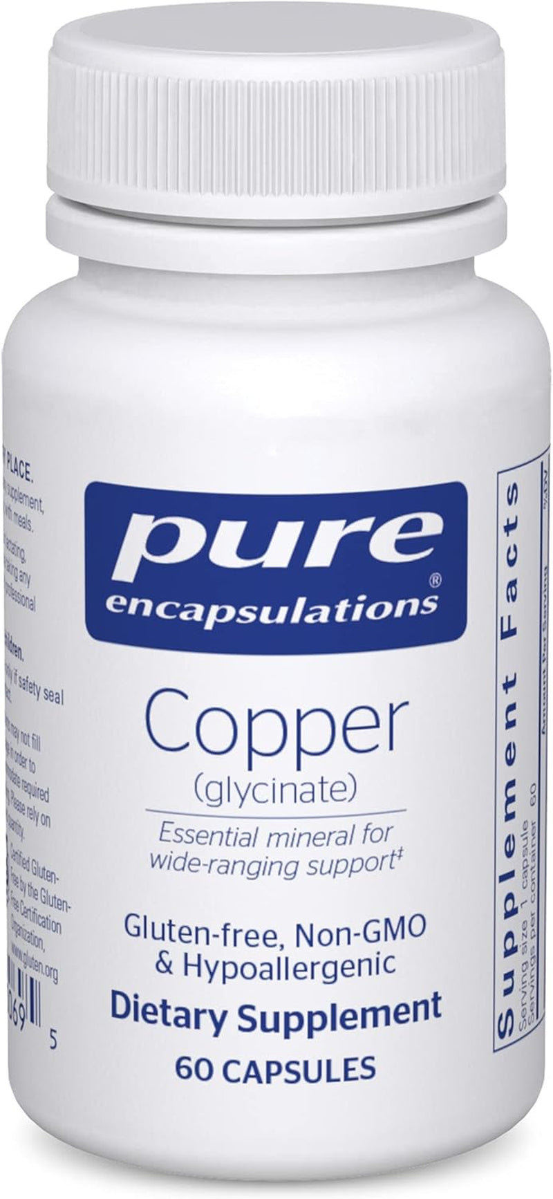 Copper Glycinate 60'S - 2 Mg Copper Supplement, Supports Red Blood Cell Formation* - Aids Energy Metabolism - Non-Gmo & Vegan - 60 Capsules