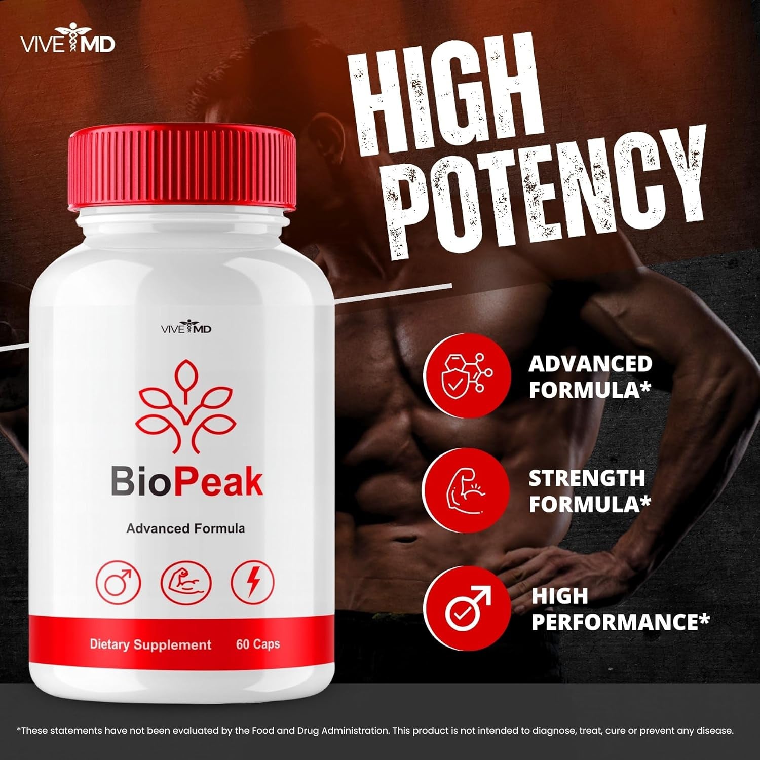 Biopeak Capsules, Bio Peak Advance Formula, Biopeak All Natural Supplement - Biopeak Pills for Maximum Strength, Bio Peak Support Pills Reviews (60 Capsules)